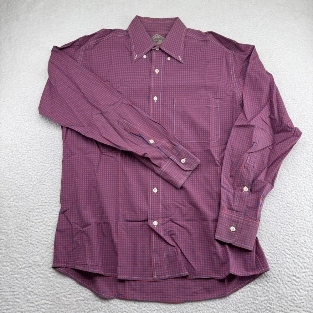 Bills Khakis Shirt Men XL Blue Orange Plaid Long Sleeve Button Down Front Pocket